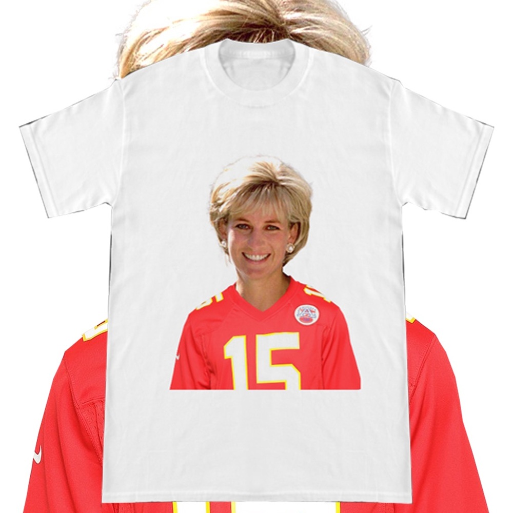 Princess Diana Wearing Patrick Mahomes Kansas City Chiefs Jersey Graphic Tee